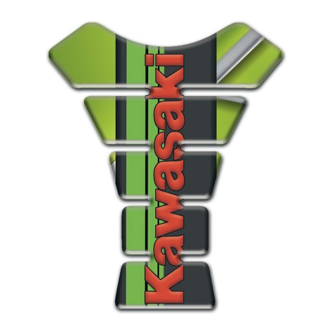 Kawasaki Tank Pad Protector Green Decoration base Red Logo Design 