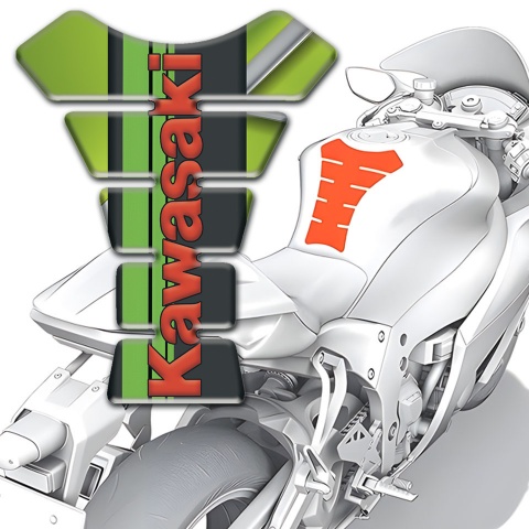Kawasaki Tank Pad Protector Green Decoration base Red Logo Design 