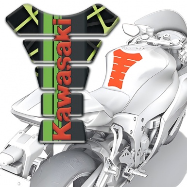Kawasaki Tank Fuse Black with Fresh Green Stripes Decoration 