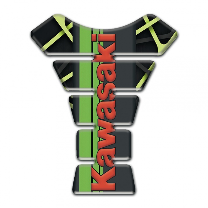 Kawasaki Tank Fuse Black with Fresh Green Stripes Decoration 