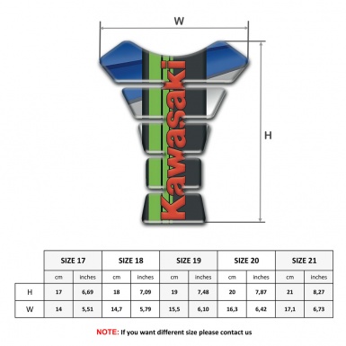 Kawasaki Tank Pad Motorbike Blue Gray Base Black Logo Panel with Green Tape 