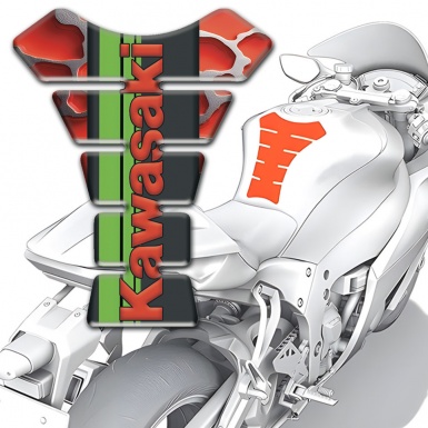 Kawasaki Tank Protector Red Parts Base Green Tape Logo Style 