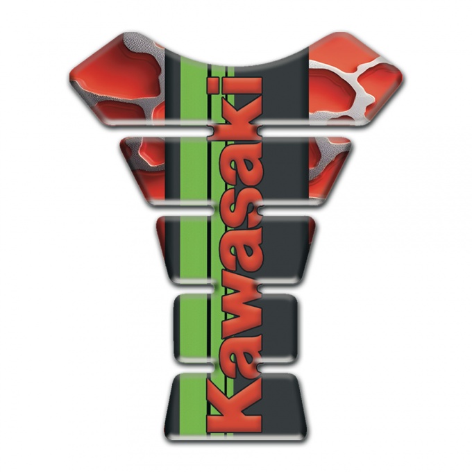 Kawasaki Tank Protector Red Parts Base Green Tape Logo Style 