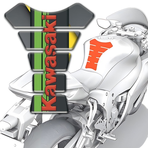 Kawasaki Tank Guard Pads Gray Yellow Base Decoration 