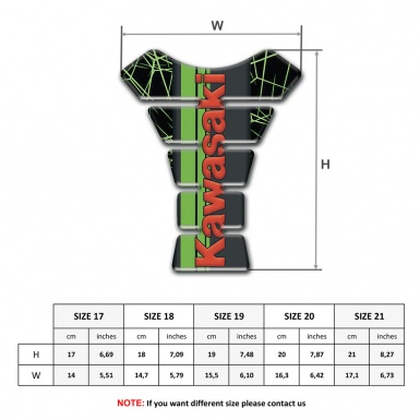 Kawasaki Tank Protector Green Spider web base Red Logo Style 
