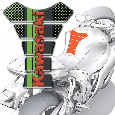 Kawasaki Tank Guard Pads Model with Green Dots Design 