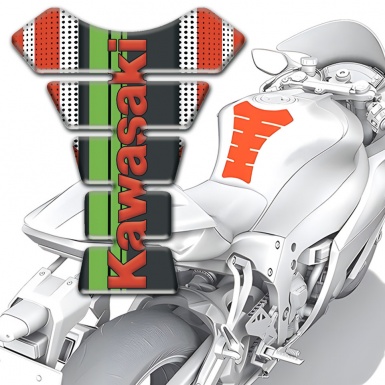 Kawasaki Tank Pad Protector Gray Red Design warp and Red Logo Edition 