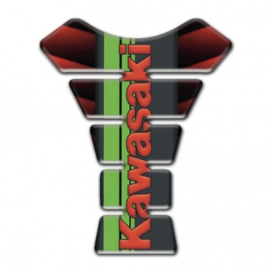 Kawasaki Tank Guard Pads Merged red Black base with Green Tape Logo panel 