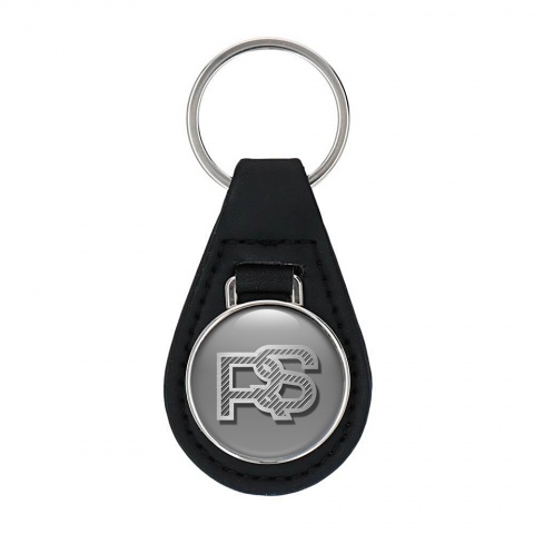 Ford Rs Keychain Leather Silver Metallic Logo