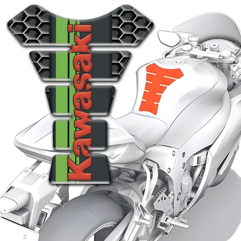 Kawasaki Tank Pad Protector Honeycomb Edition Red Logo 