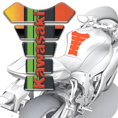Kawasaki Tank Fuse Orange Red Print Red Logo Style 