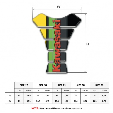 Kawasaki Tank Pad Motorbike Black Yellow halves Base with Green Tape Logo panel and Red logo 