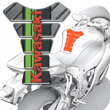 Kawasaki Tank Pad Protector Diagonal Gray Patterns base Red Logo version 