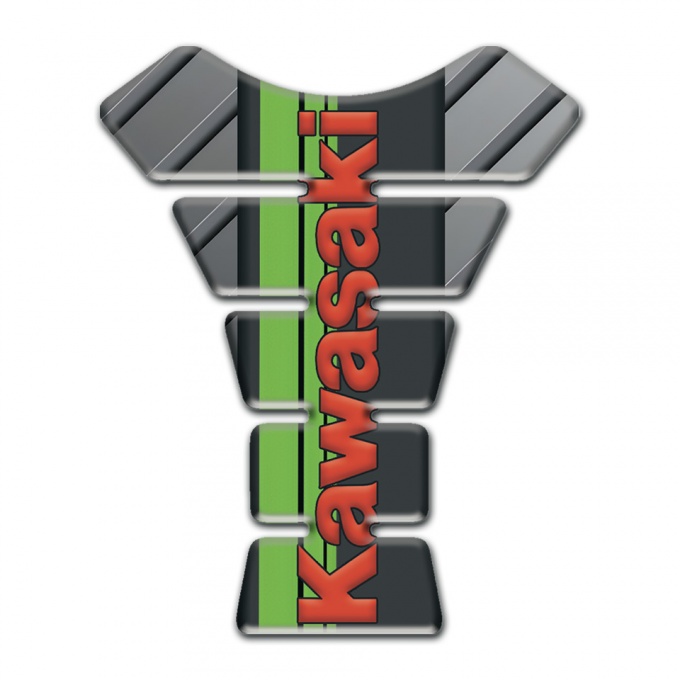 Kawasaki Tank Pad Protector Diagonal Gray Patterns base Red Logo version 