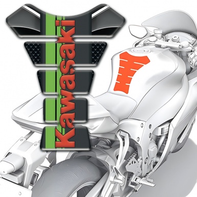 Kawasaki Tank Guard Pads with Red Vertical Logo Edition 