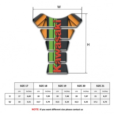 Kawasaki Tank Pad Motorbike Orange Motive and Red Logo Style 