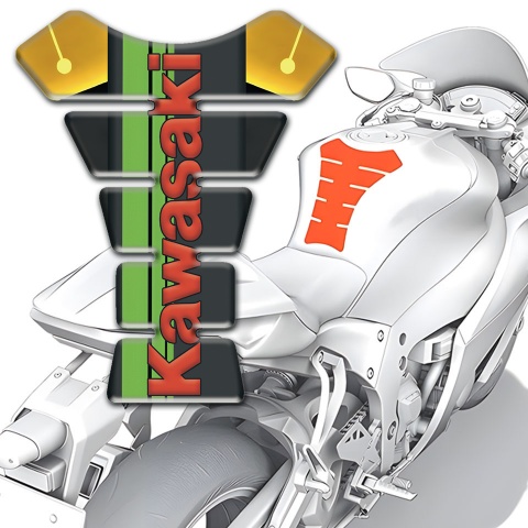 Kawasaki Tank Protector Black Yellow Type with Red Logo 