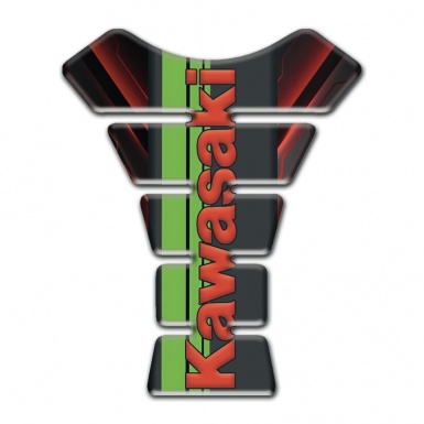 Kawasaki Tank Guard Pads Black Red Mdel with Red Logo 