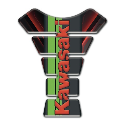Kawasaki Tank Guard Pads Black Red Mdel with Red Logo 