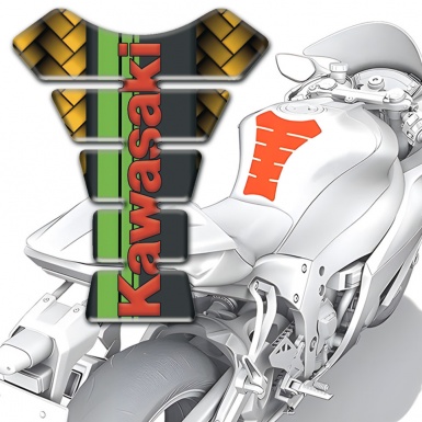 Kawasaki Tank Fuse Yellow Braid Green Tape and Red Logo 