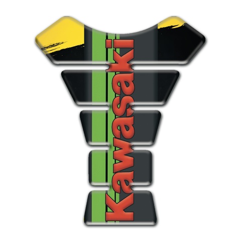 Kawasaki Tank Pad Motorbike Yellow black Paint and Green Tape with Red Logo 