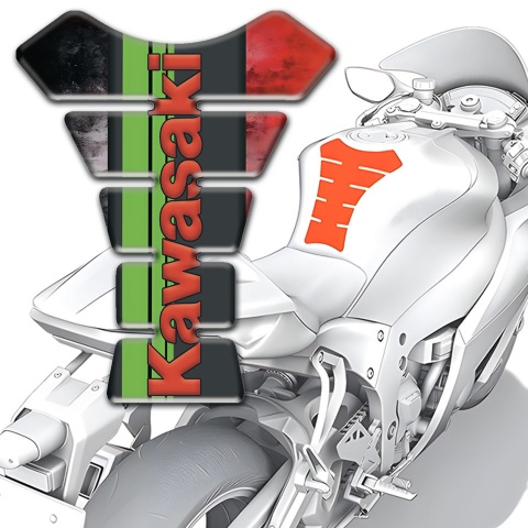 Kawasaki Tank Guard Pads Mixed Colors Print with Red logo