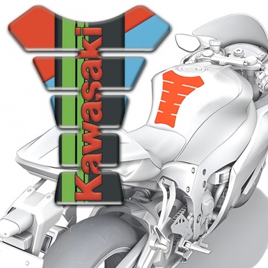 Kawasaki Tank Pad Motorbike Fresh Colors Print with Red Logo 
