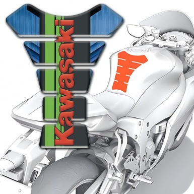 Kawasaki Tank Pad Motorbike Navy Blue Background with Red Logo 