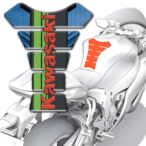 Kawasaki Tank Pad Motorbike Navy Blue Background with Red Logo 