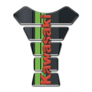 Kawasaki Tank Guard Pads Graphite base Effect with Red Logo 