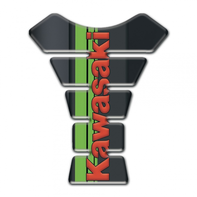 Kawasaki Tank Guard Pads Graphite base Effect with Red Logo 