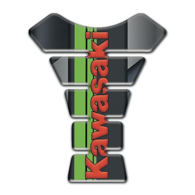 Kawasaki Tank Pad Protector Diagonal Gray Pattern Design and Red Logo 