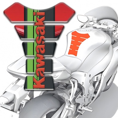 Kawasaki Tank Fuse Stylish Red Print with Black Green Logo Panel 