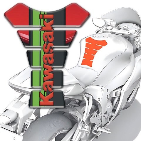 Kawasaki Tank Fuse Stylish Red Print with Black Green Logo Panel 
