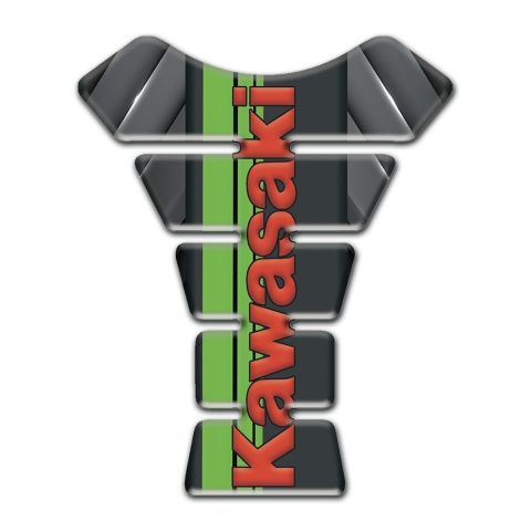 Kawasaki Tank Guard Pads Gray Details Style with Green Tape Logo Panel 