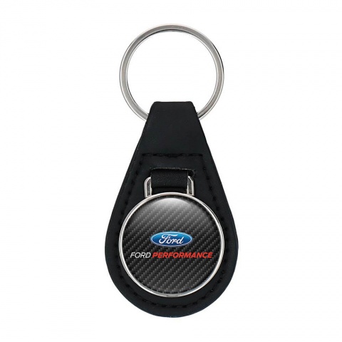 Ford Performance Key Fob Leather Dark Carbon Blue Logo