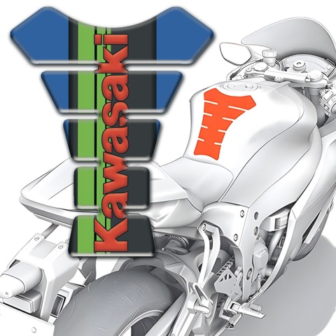 Kawasaki Tank Pad Motorbike Blue Design Version 