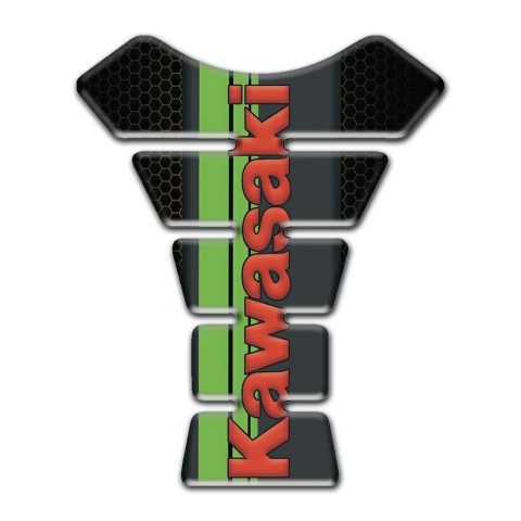 Kawasaki Tank Protector Black Background Green tape and Red Logo 