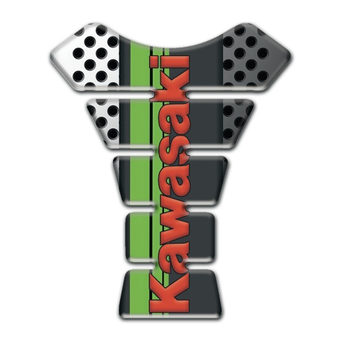 Kawasaki Tank Pad Protector Perforated Gray White Design Base with Red Logo 