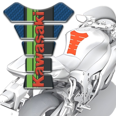 Kawasaki Tank Pad Motorbike Navy Blue Carbon Version 