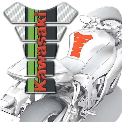 Kawasaki Tank Guard Pads White Carbon Design Version 