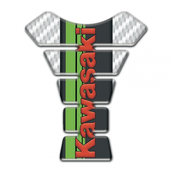 Kawasaki Tank Guard Pads White Carbon Design Version