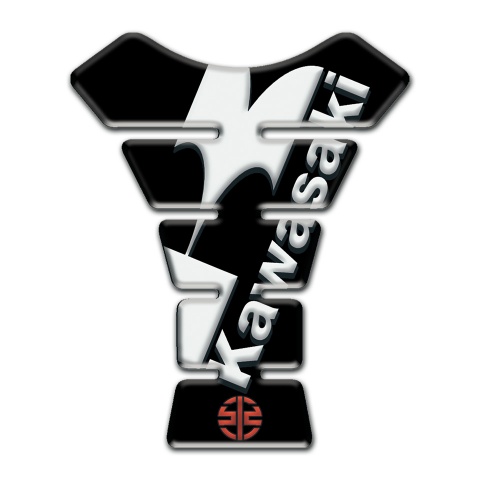 Kawasaki Tank Fuse Black Base White Diagonal Logo 