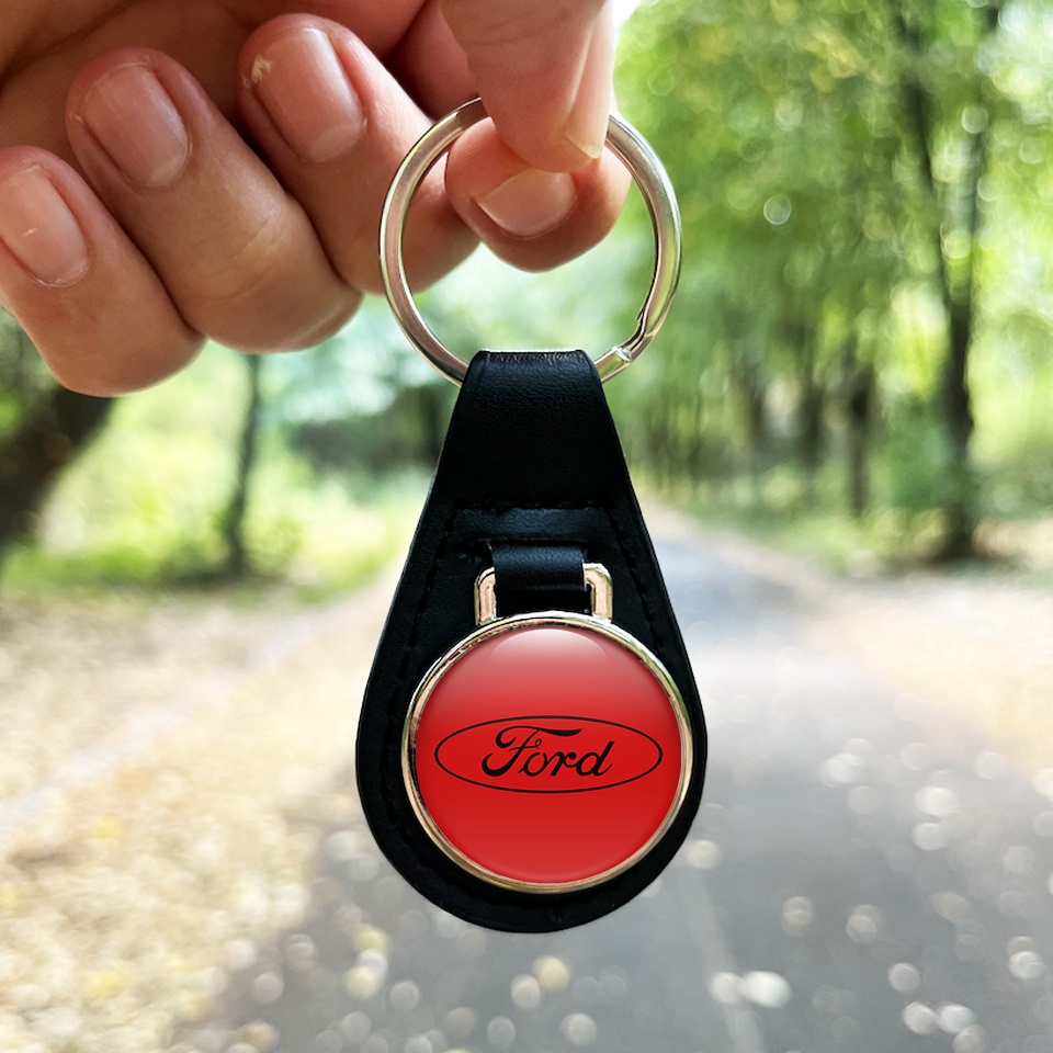 Ford Key Fob Leather Red Black Classic Logo | Keychains | Accessories ...