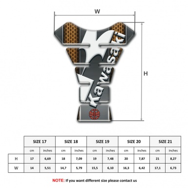 Kawasaki Tank Pad Protector Gray Base with Copper Honeycomb motive and Small Red Logo