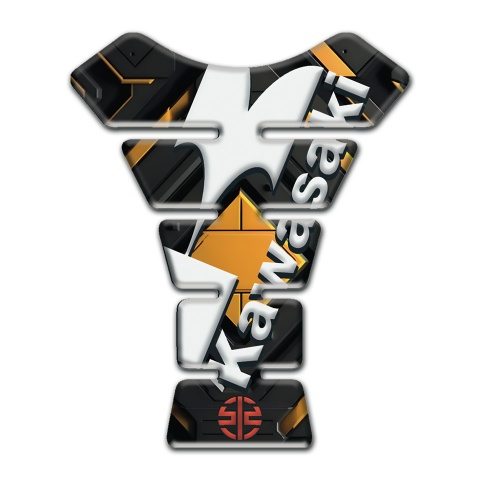 Kawasaki Tank Fuse Black Base with Yellow Rhombus Design 