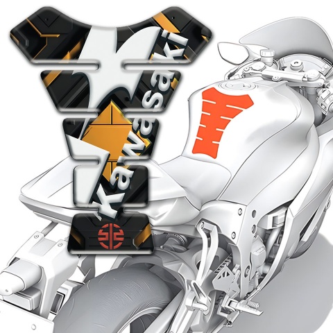 Kawasaki Tank Fuse Black Base with Yellow Rhombus Design 