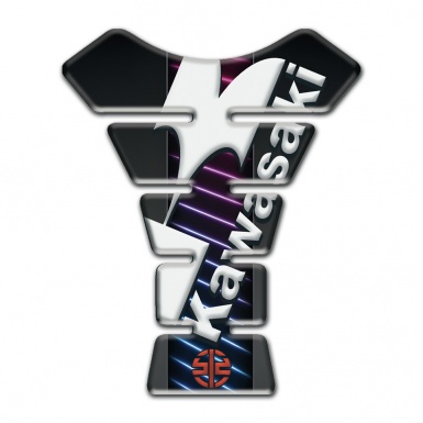 Kawasaki Tank Pad Motorbike Blue Purple Lines Design 
