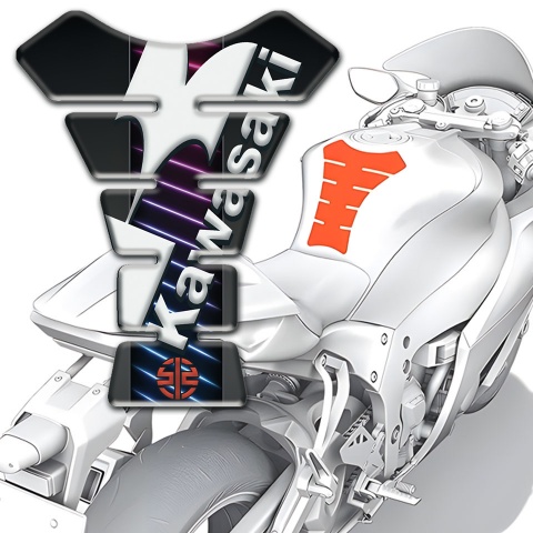 Kawasaki Tank Pad Motorbike Blue Purple Lines Design 