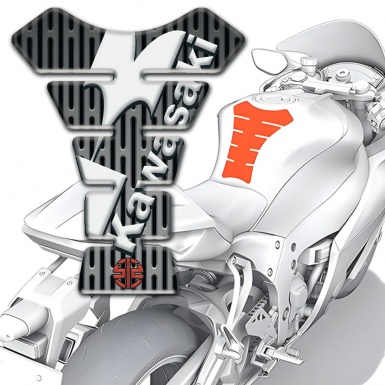 Kawasaki Tank Protector Metal Ornament Effect with Diagonal White Logo